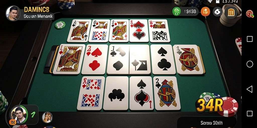 Tampilan gameplay Domino yang menarik dan interaktif di 34R.