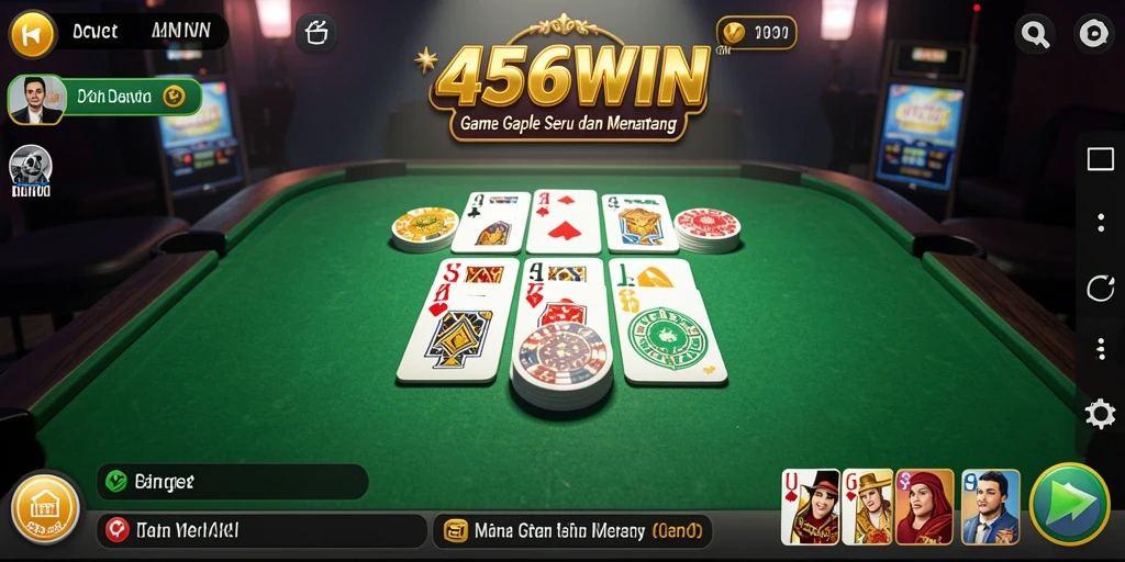 Tampilan gameplay menegangkan di 456WIN dengan kartu gaple.