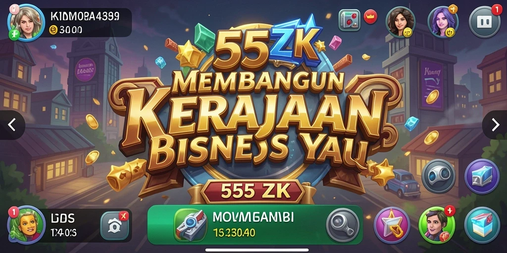 Screenshot gameplay 555ZK yang menampilkan berbagai strategi bisnis.
