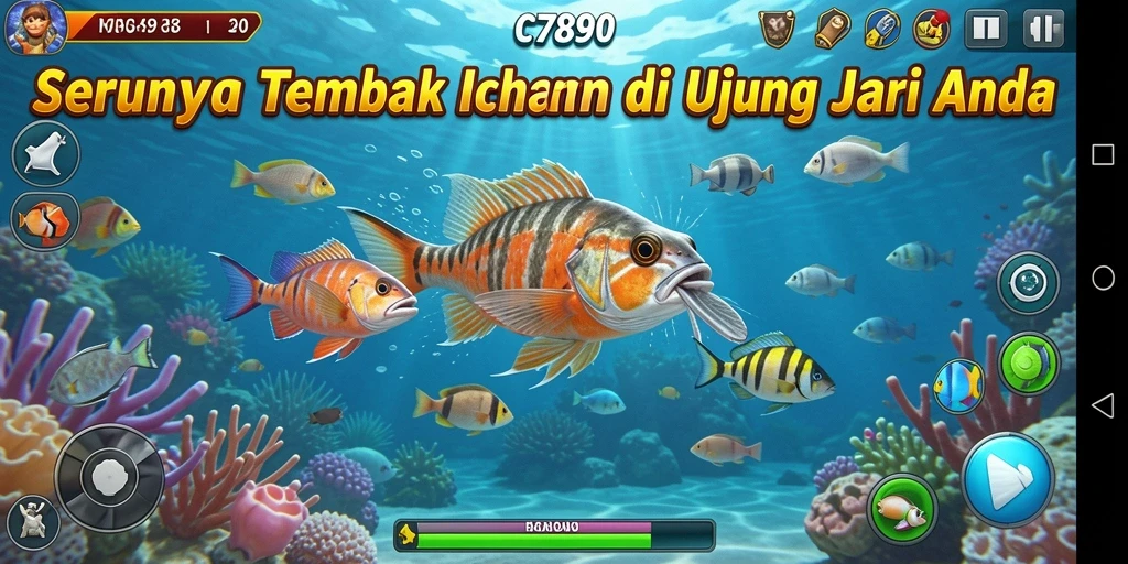 Screenshot gameplay C7890 yang menampilkan aksi seru tembak ikan.
