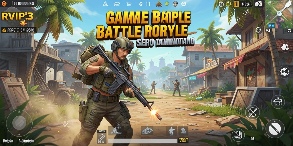 Tangkapan layar gameplay RVIP3 dalam aksi pertempuran Battle Royale.