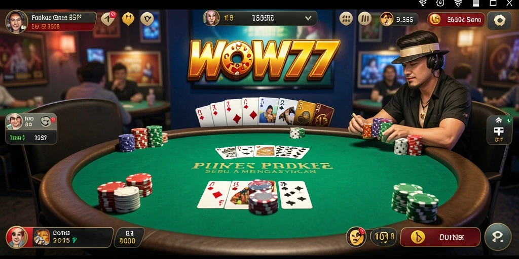 Screenshot WOW77 menampilkan aksi seru permainan Poker.